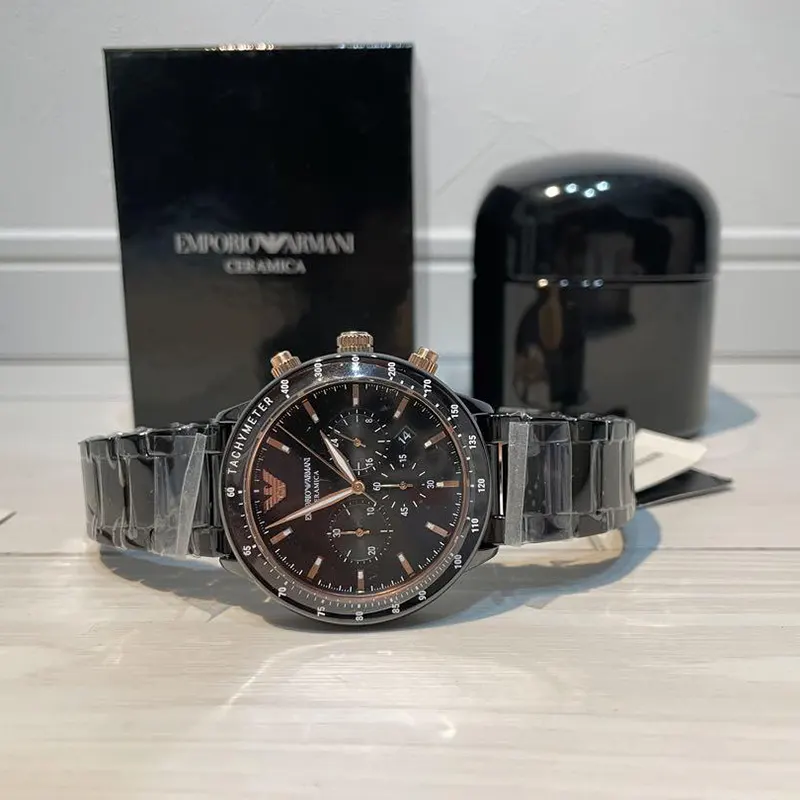 Emporio Armani Men's Chronograph Black Dial Watch- AR70002